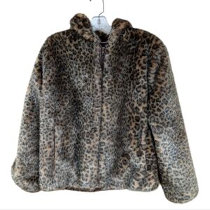 DONNA SALYERS' Fabulous Furs faux Leopard Hooded Parka Coat